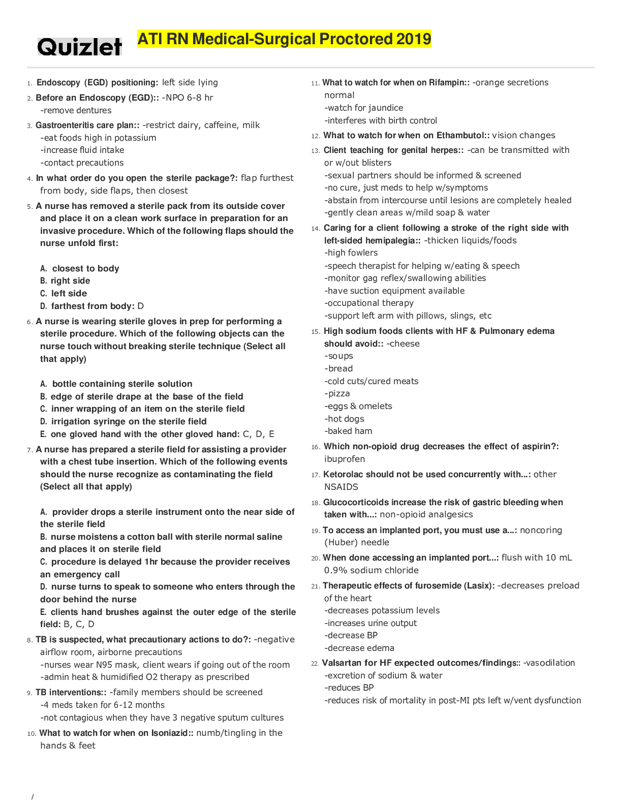 Preview image for ATI RN Medical-Surgical Proctored 2019